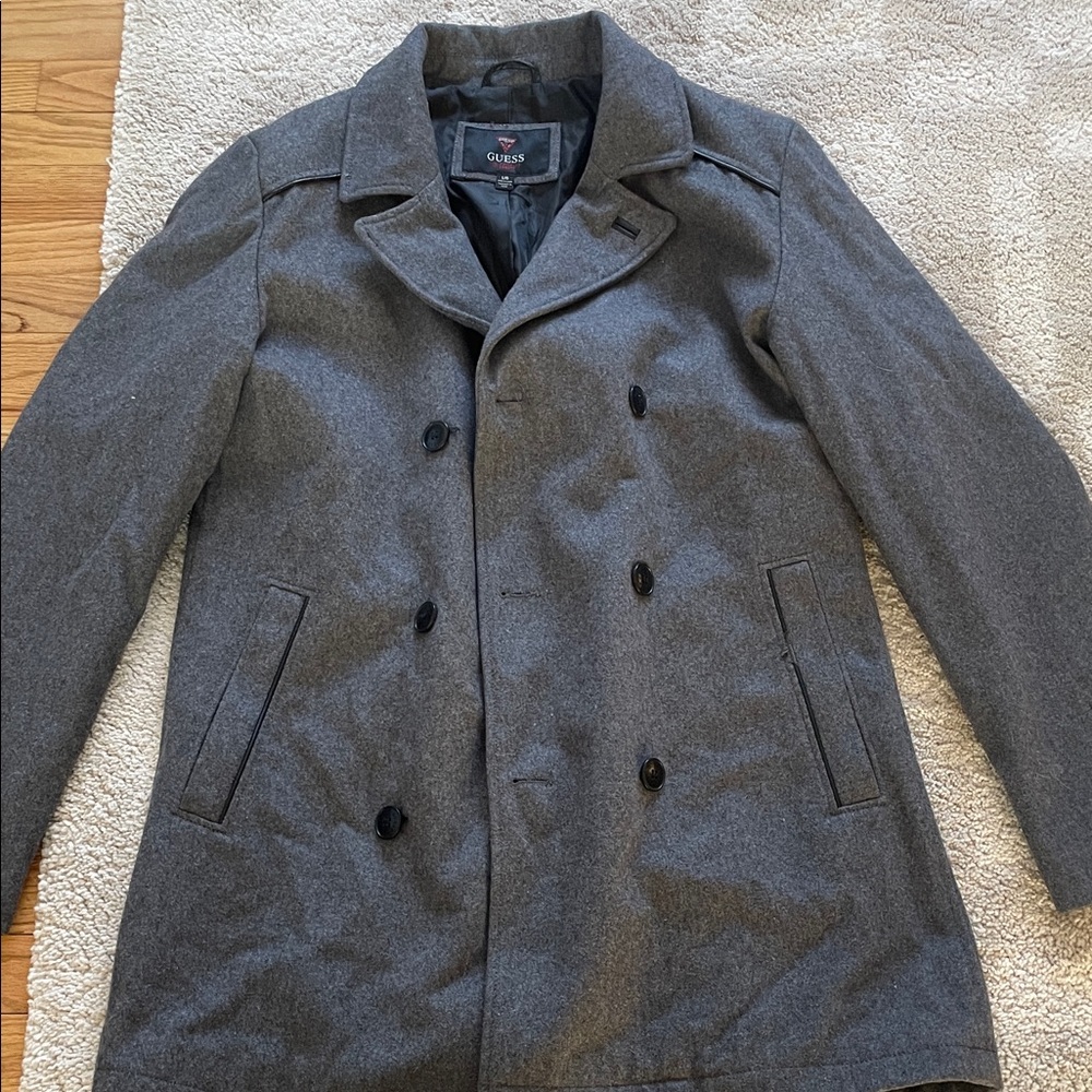 GUESS Charcoal Double-Breasted Peacoat